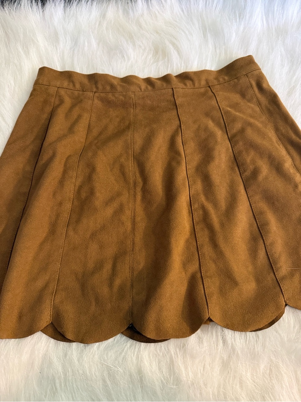 Kendall & Kylie Scallop-Hem Button Front Skirt - Brown - Picture 3 of 3